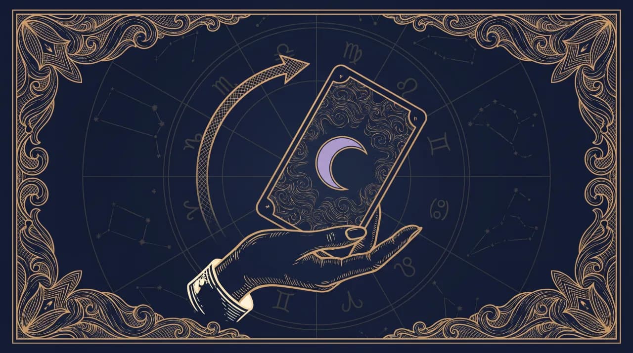 Minh hoạ tay xoay lá tarot từ thế xuôi sang thế ngược