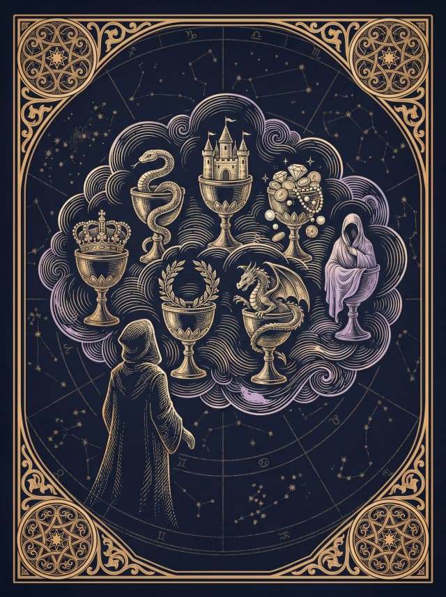 Lá Bảy Cốc (Seven of Cups) — VII