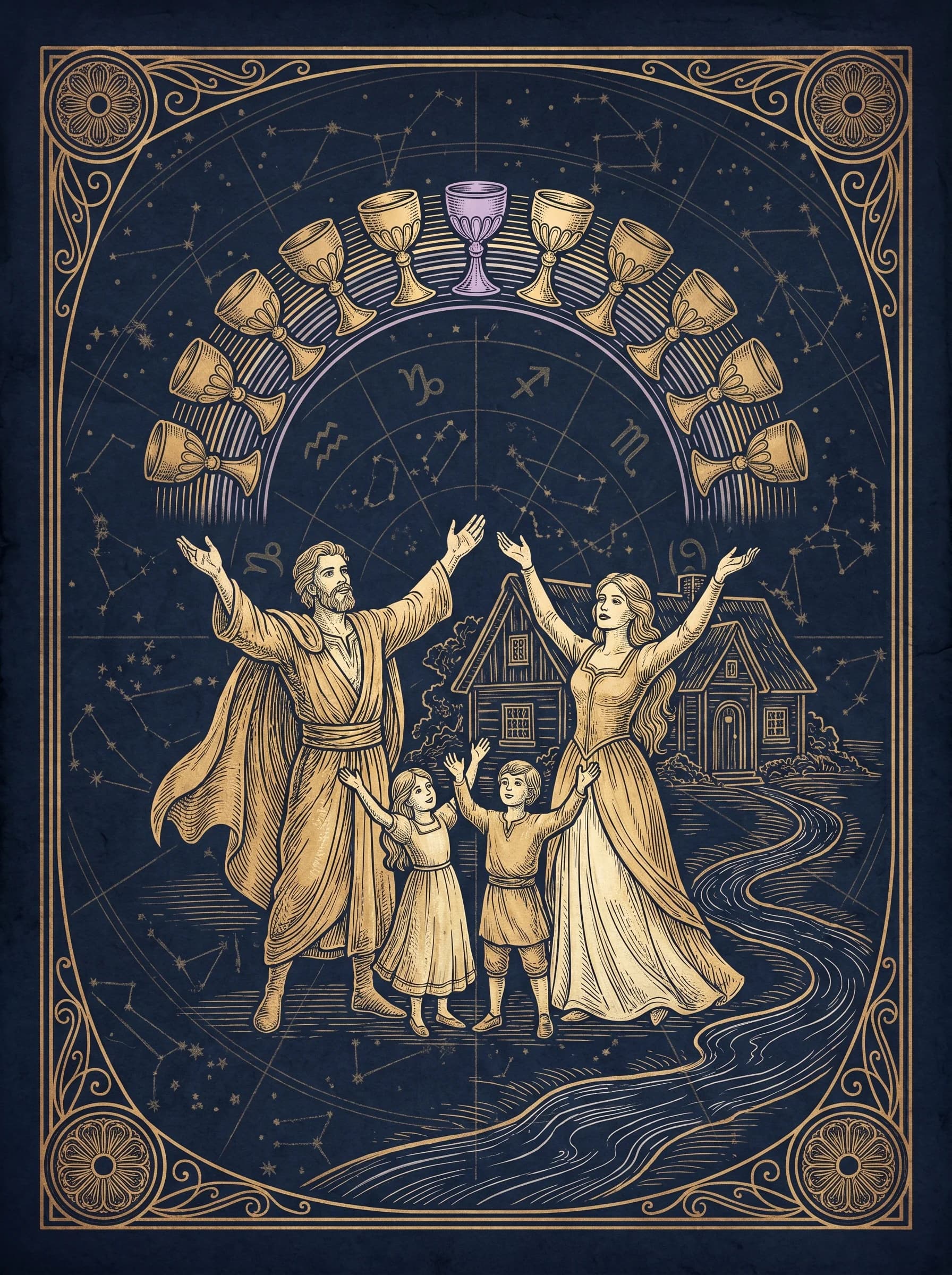Lá Mười Cốc (Ten of Cups) — Minor Arcana Cốc