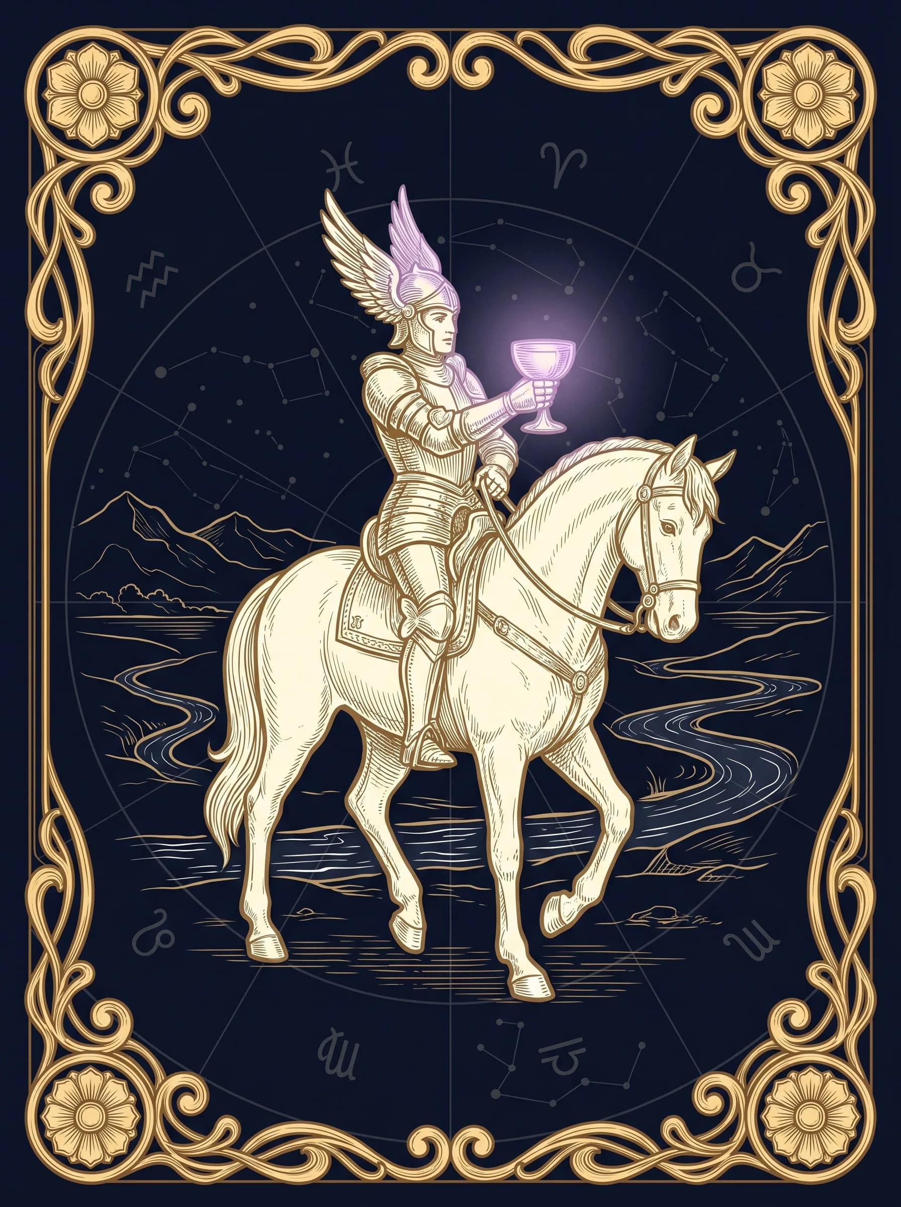 Lá Hiệp Sĩ Cốc (Knight of Cups) — Minor Arcana Cốc