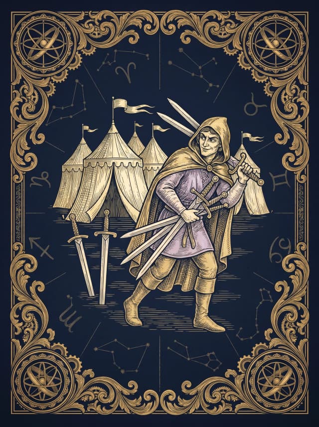 Lá Bảy Kiếm (Seven of Swords) — VII
