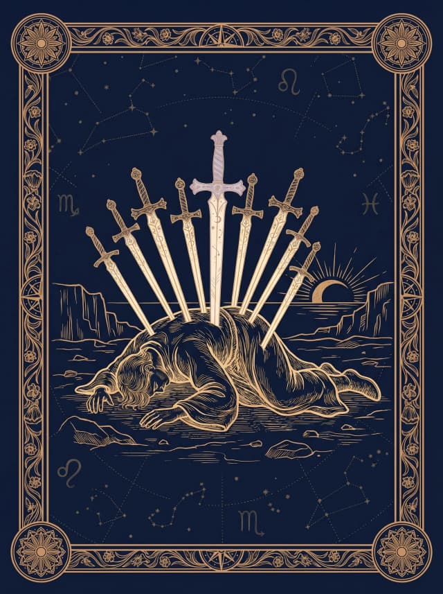 Lá Mười Kiếm (Ten of Swords) — X