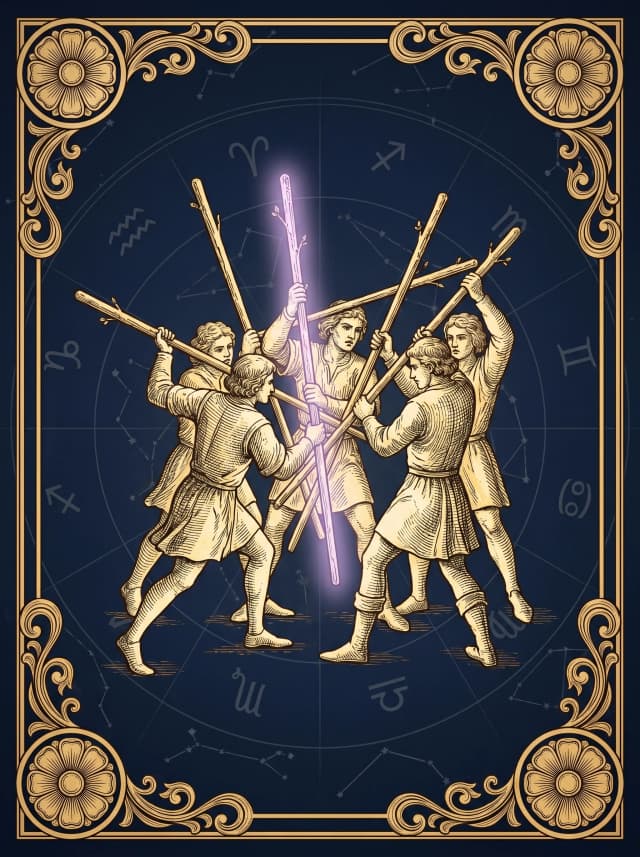 Lá Năm Gậy (Five of Wands) — V