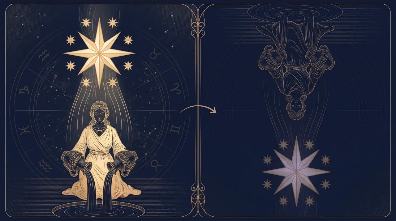 So sánh lá Ngôi Sao (The Star) ở thế xuôi và thế ngược