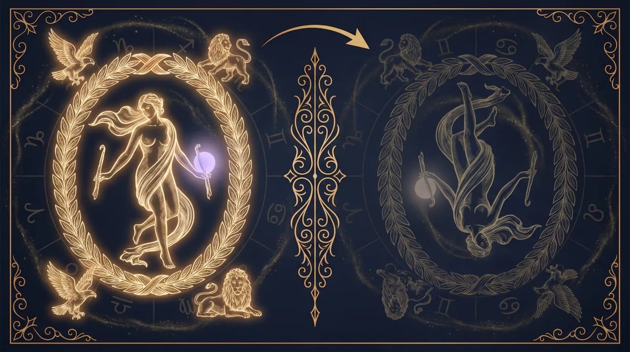 Lá Thế Giới (The World) — so sánh nghĩa xuôi (trái) và nghĩa ngược (phải)