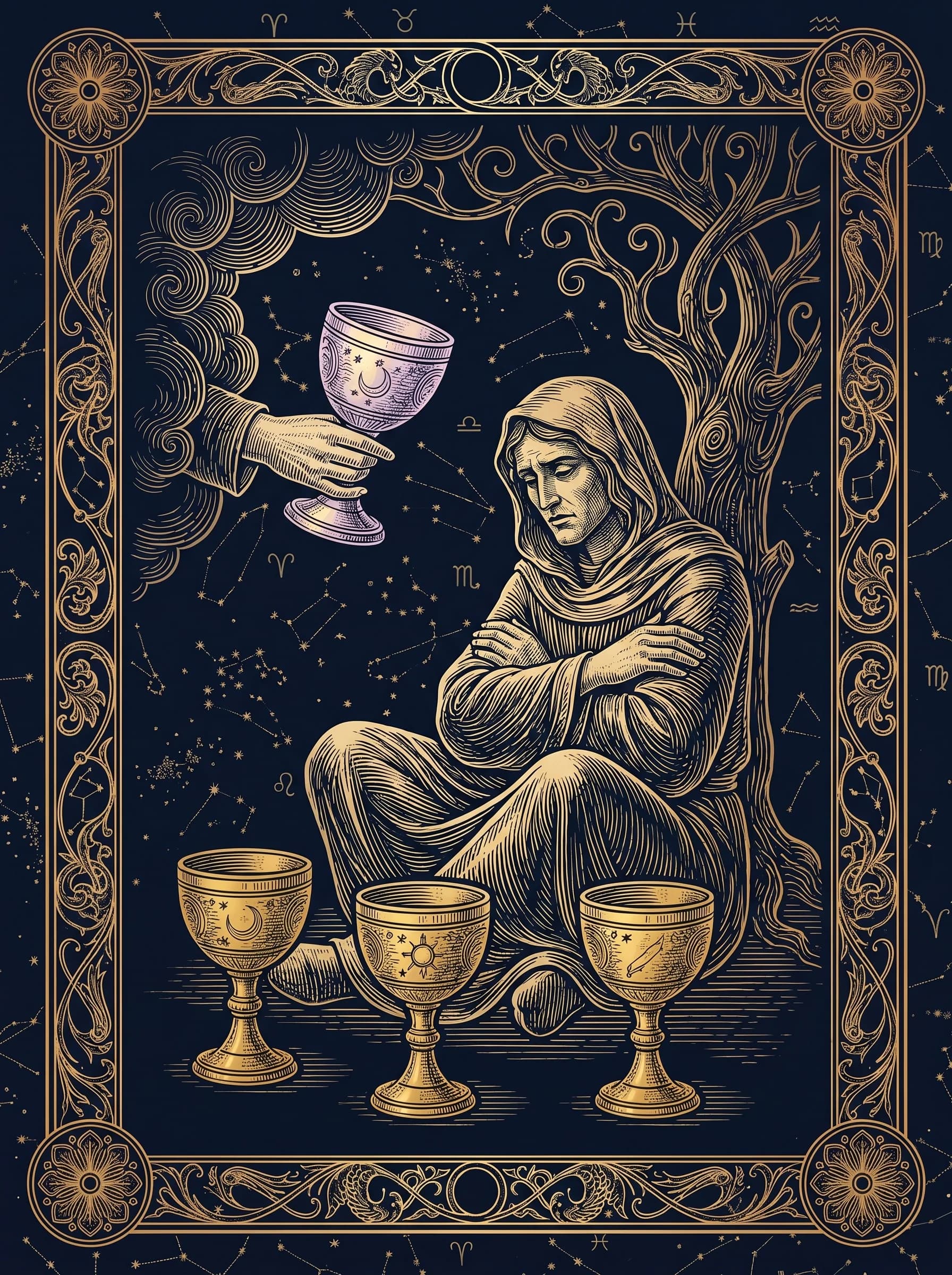 Lá Bốn Cốc (Four of Cups) — Major Arcana IV · SoiTarot