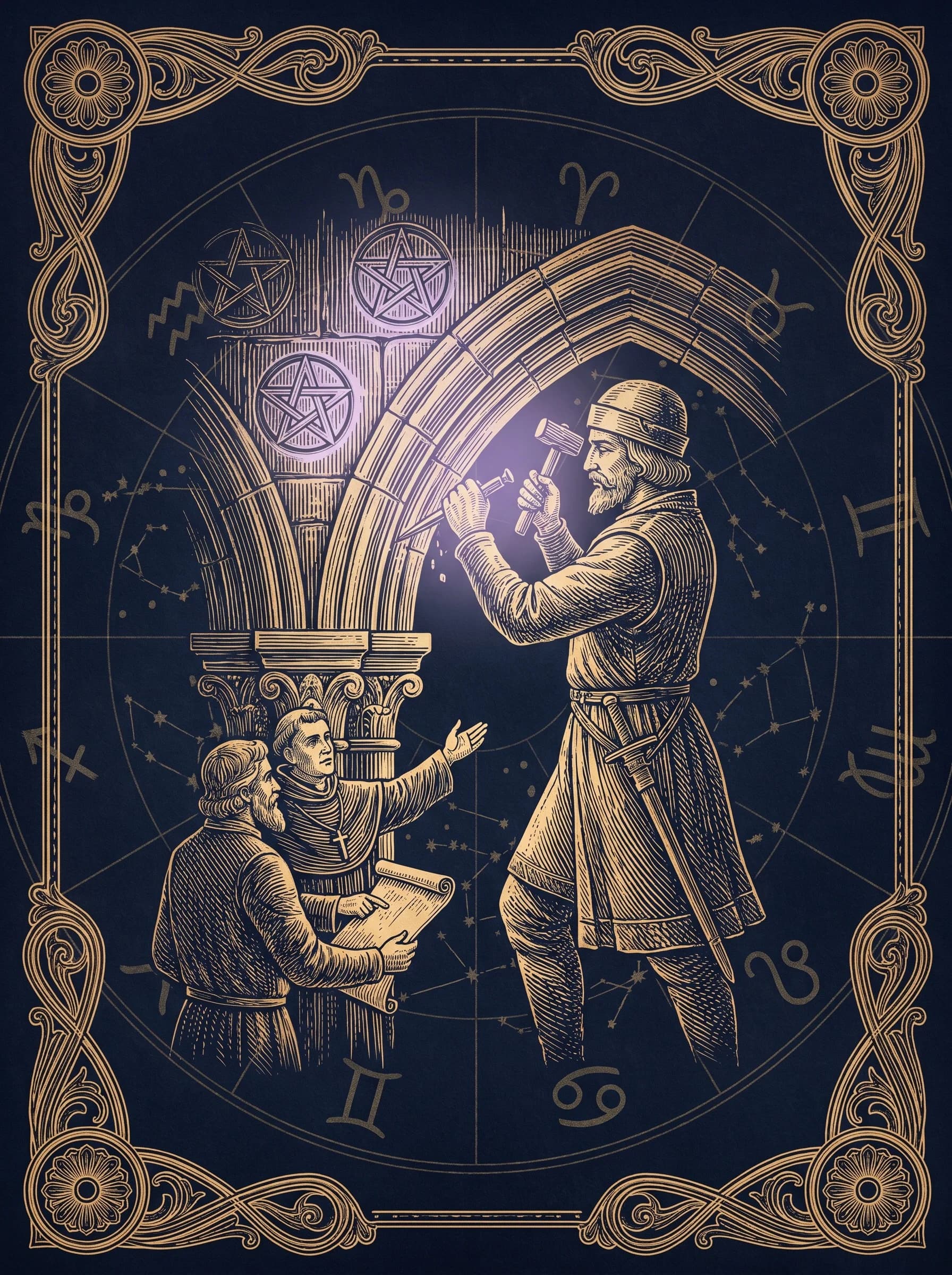 Lá Ba Tiền (Three of Pentacles) — Minor Arcana Tiền