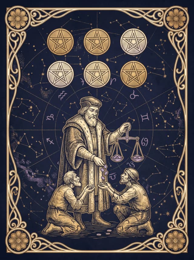 Lá Sáu Tiền (Six of Pentacles) — VI