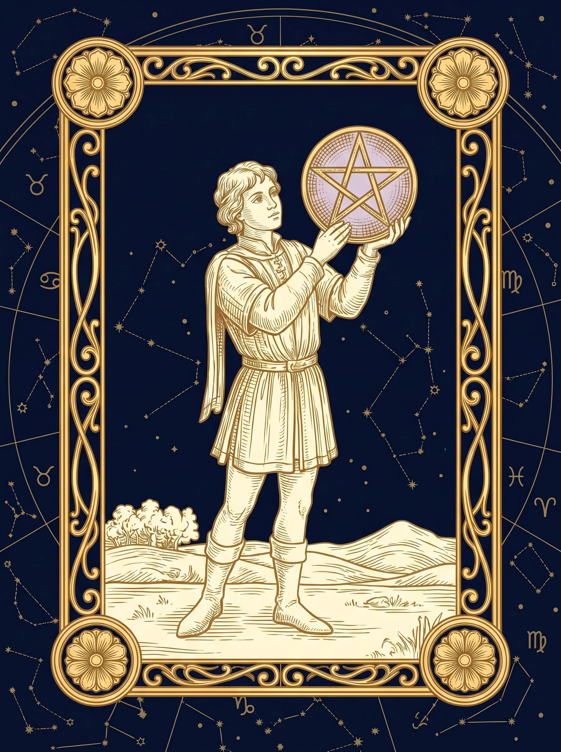 Lá Hầu Tiền (Page of Pentacles) — Minor Arcana Tiền