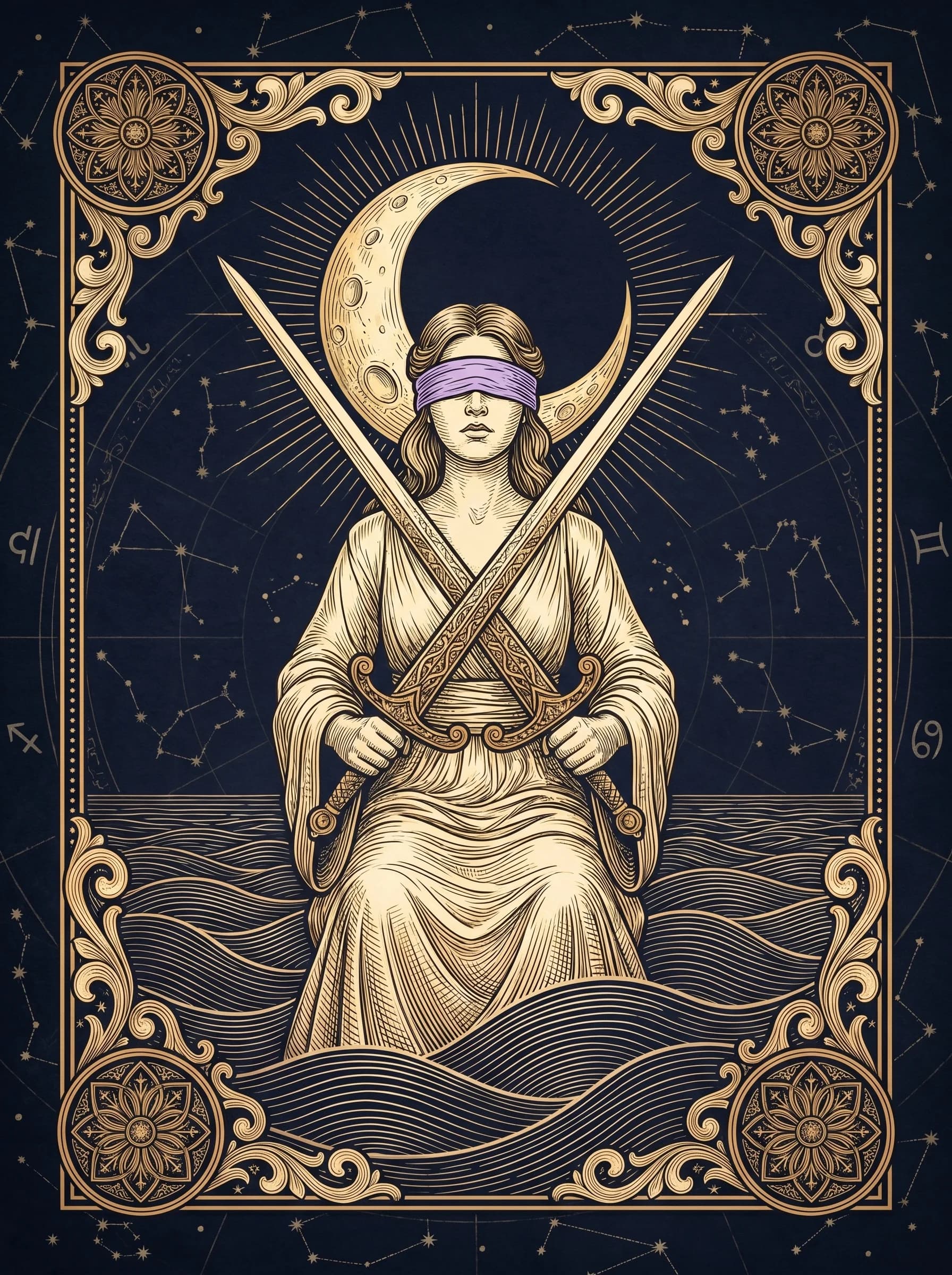Lá Hai Kiếm (Two of Swords) — Minor Arcana Kiếm