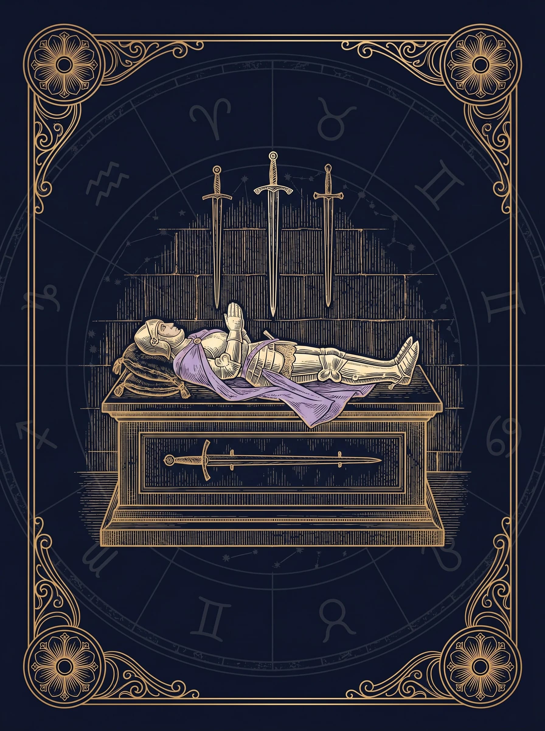 Lá Bốn Kiếm (Four of Swords) — Minor Arcana Kiếm