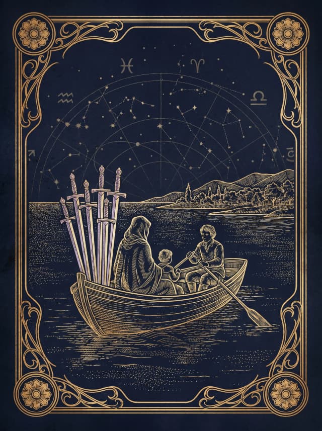 Lá Sáu Kiếm (Six of Swords) — VI
