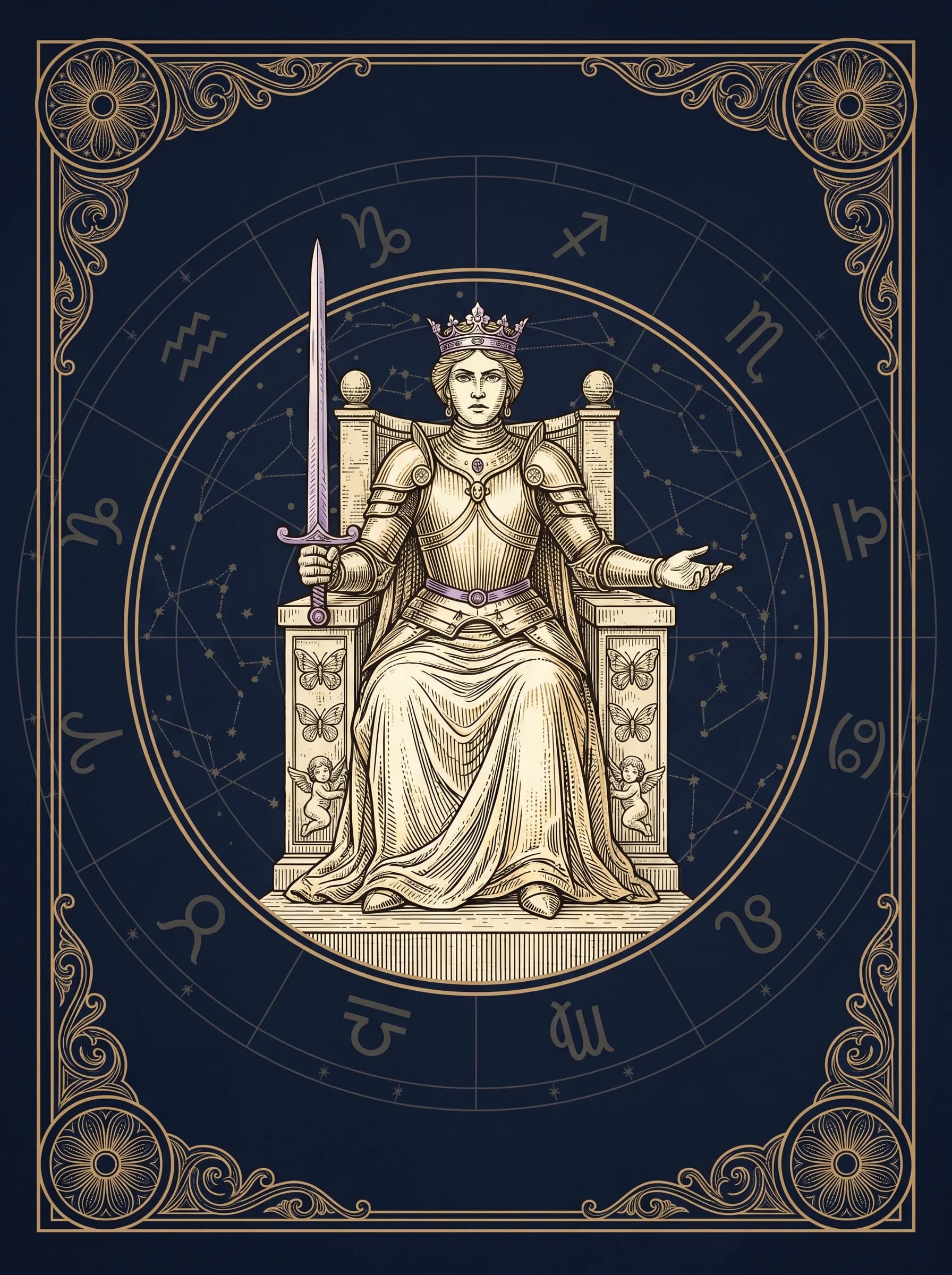 Lá Hoàng Hậu Kiếm (Queen of Swords) — Minor Arcana Kiếm
