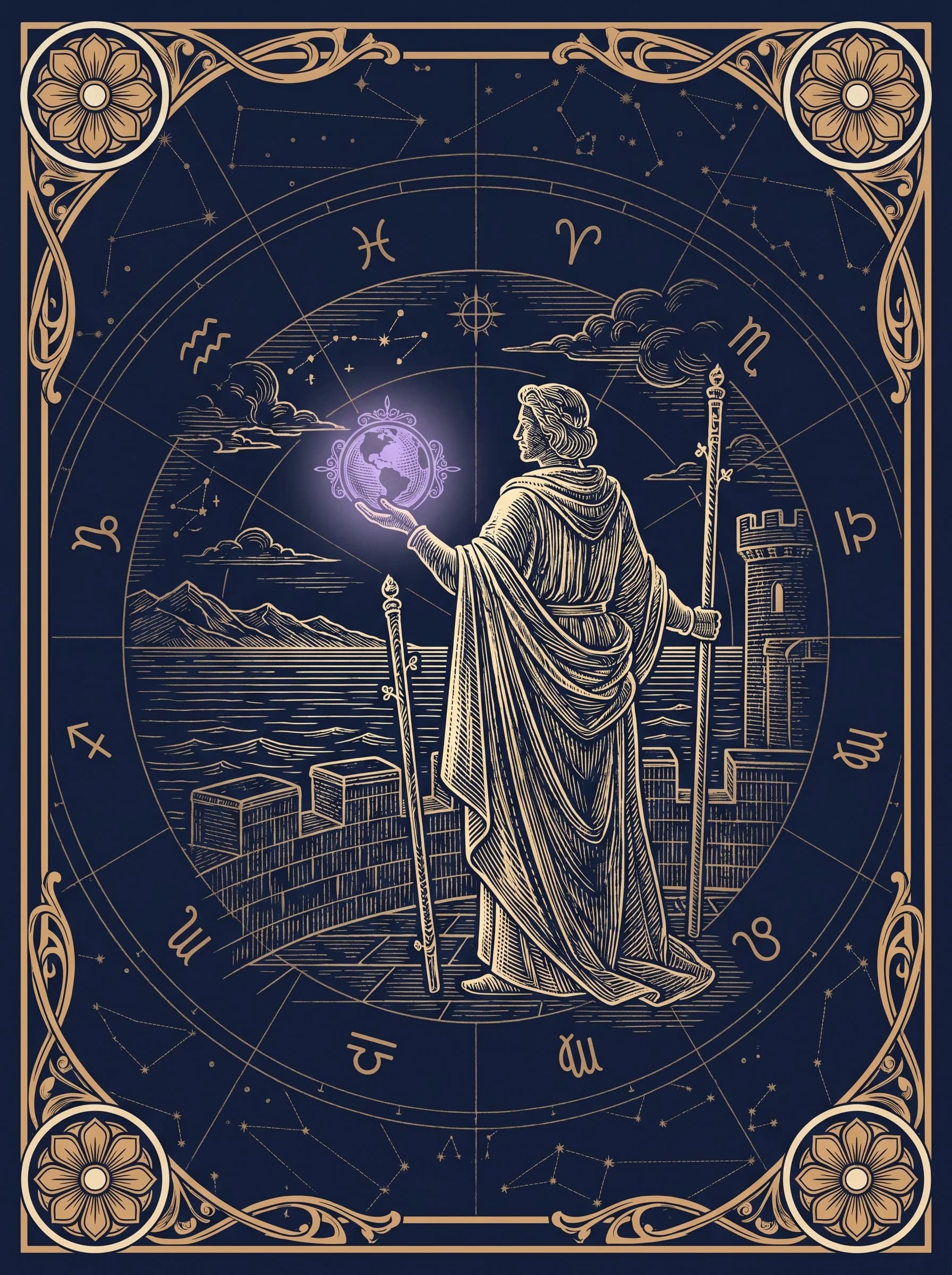 Lá Hai Gậy (Two of Wands) — Minor Arcana Gậy