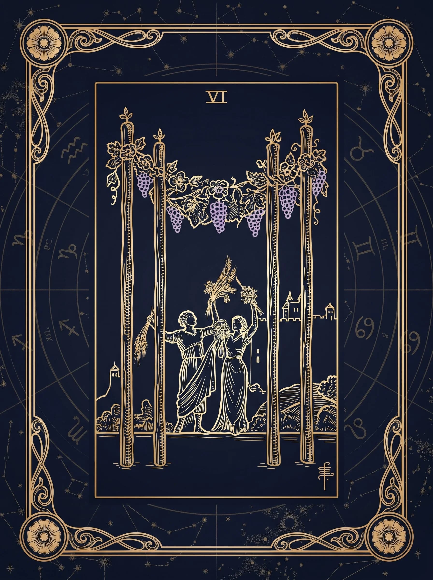 Lá Bốn Gậy (Four of Wands) — Minor Arcana Gậy