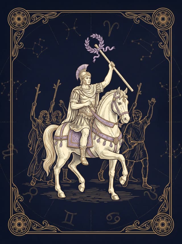 Lá Sáu Gậy (Six of Wands) — VI