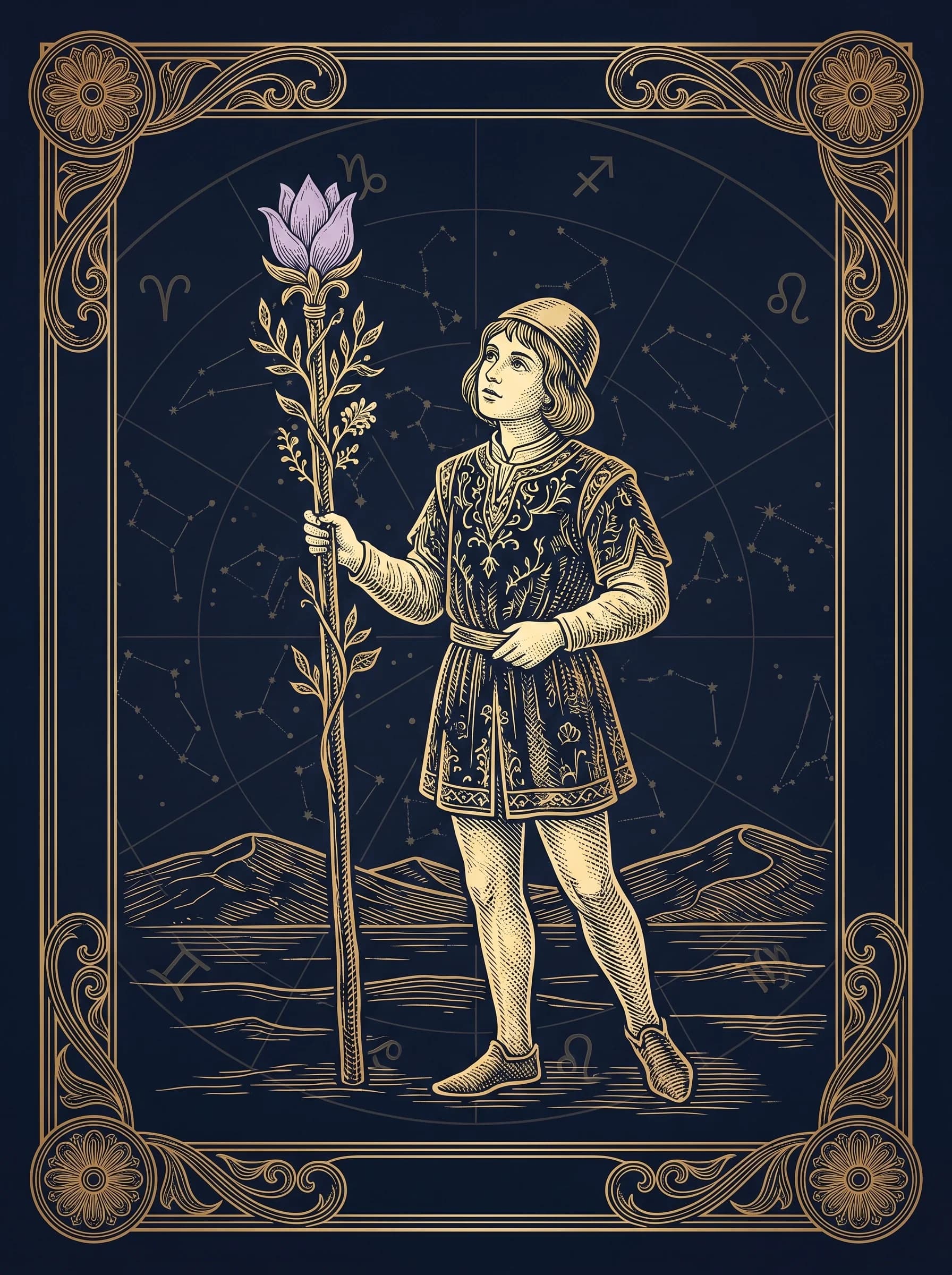 Lá Hầu Gậy (Page of Wands) — Minor Arcana Gậy