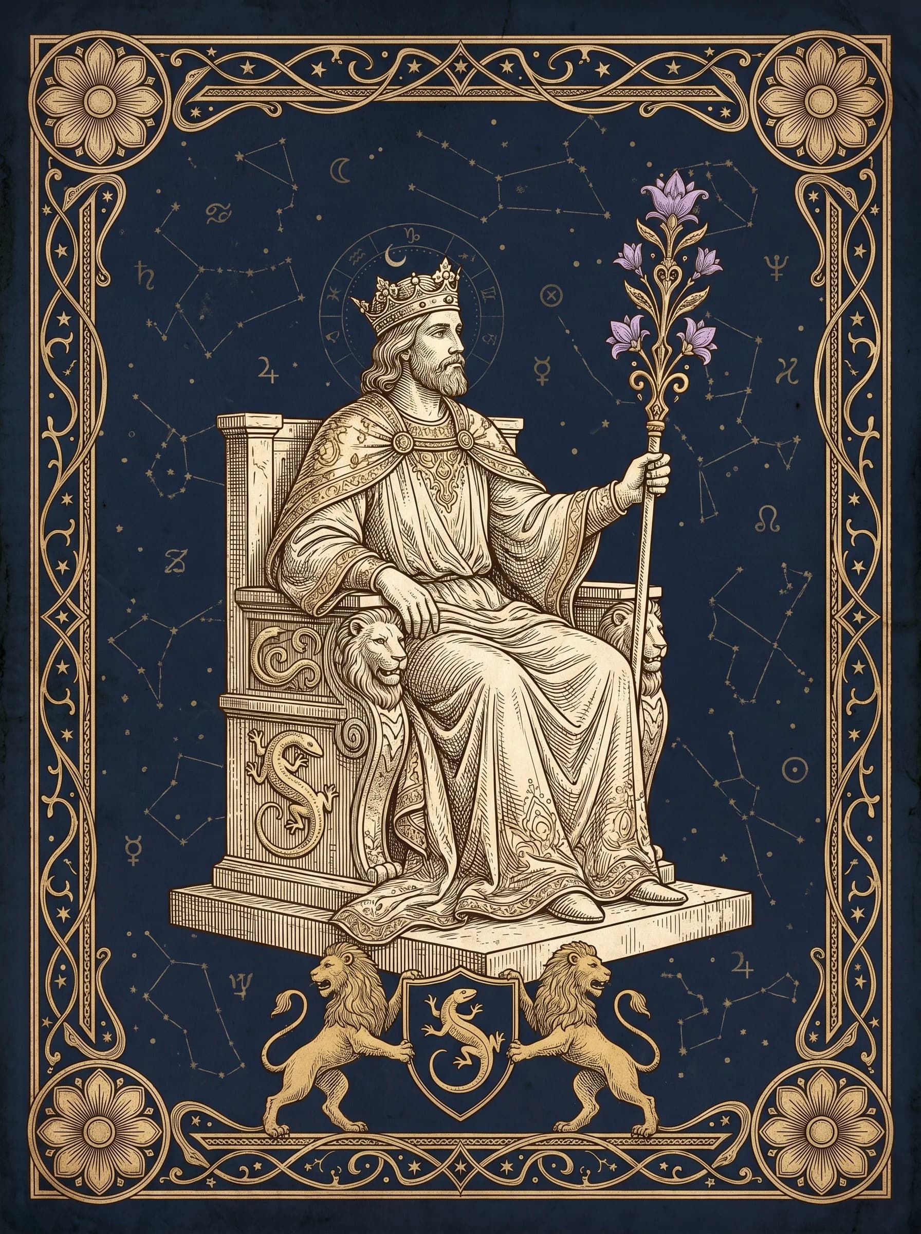 Lá Vua Gậy (King of Wands) — Minor Arcana Gậy