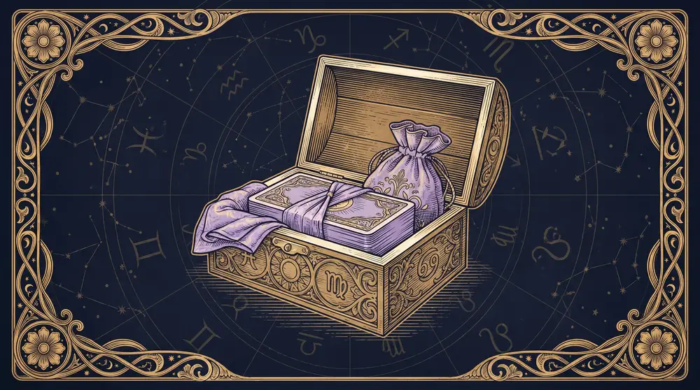 Cất bộ bài tarot trong vải, hộp gỗ và túi vải