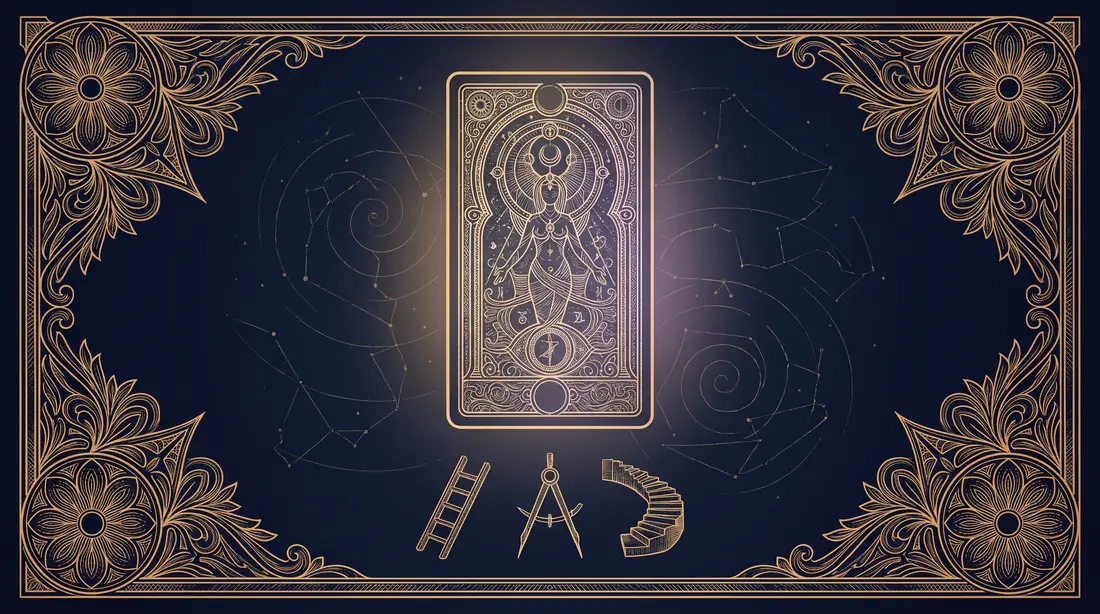 Lá tarot phía trên biểu tượng công việc và mục tiêu