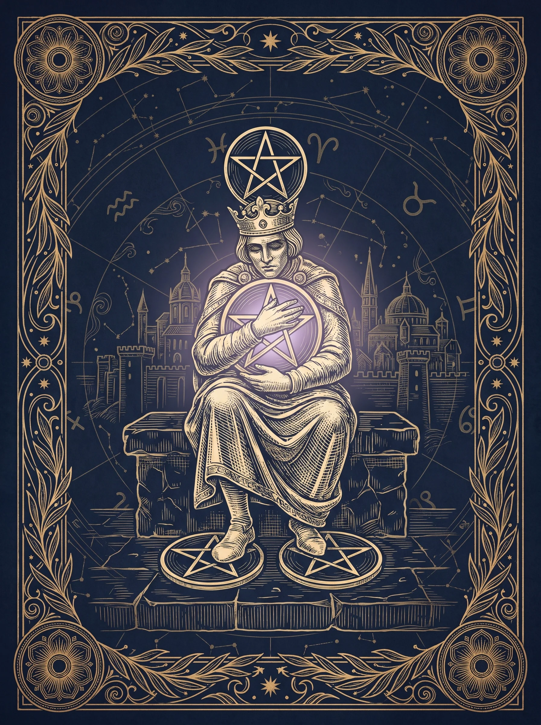 Lá Four of Pentacles nhắc thận trọng trong công việc